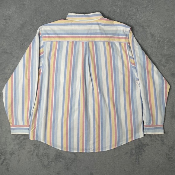 LL Bean Button Down‎ Shirt Women XL Multicolor Striped Pastel Top Blouse Classic - Picture 2 of 9